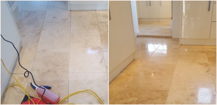 Travertine floor clean polish Whitley Bay