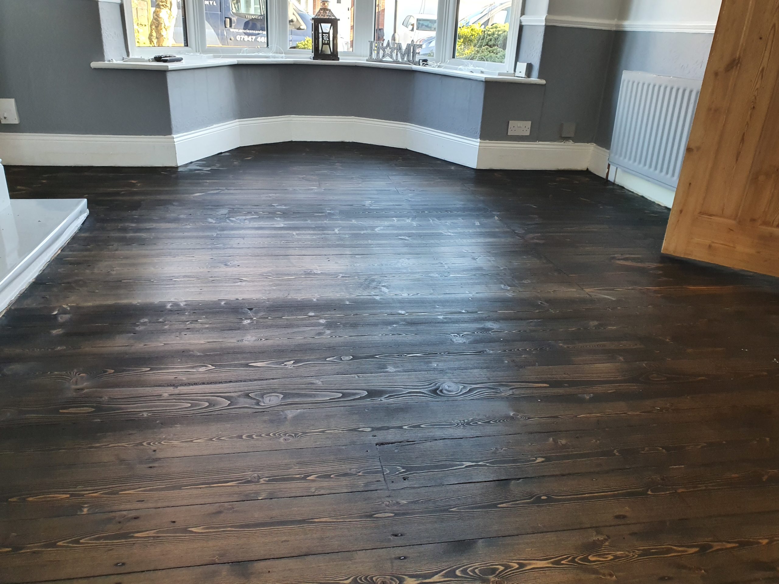 Wood floor sanding and staining in Whitley Bay